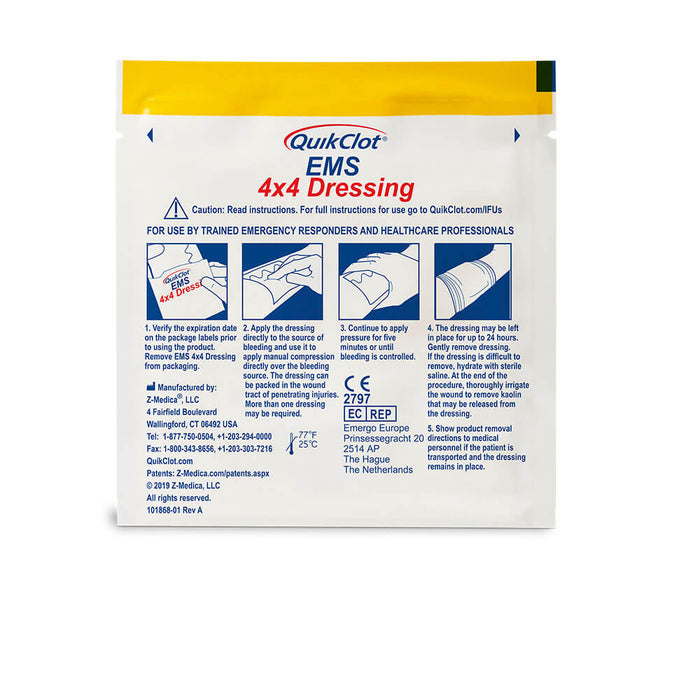 QuikClot EMS Dressing 4in x 4in